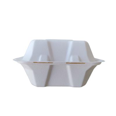 China 6*6 Inch Biodegradable Clamshell Packaging 1 Compartment Box Bagasse Clamshell Compostable Packaging for sale