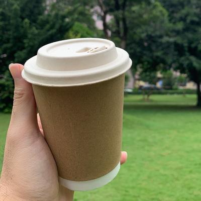 China Free Sample Non-Refillable Biodegradable Disposable Sugarcane Bagasse Customized Coffee Paper Cups With Lids for sale