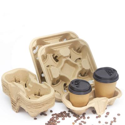 China Disposable Customized Wrapping Paper Take Away Drinks Eco Coffee Cardboard Cup Holders Carrier Paper Packaging for sale