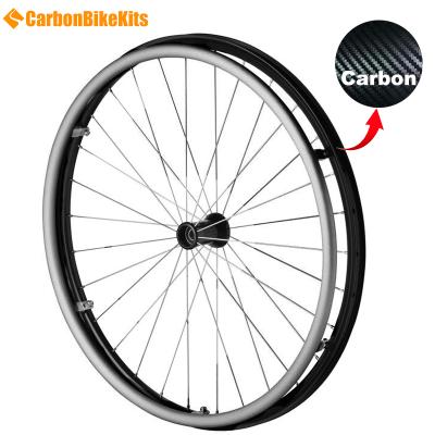 China 24 Inch Carbon CBK Carbon Performance Wheelchair Wheel Super Lightweight Sports Wheel Through Axle for sale