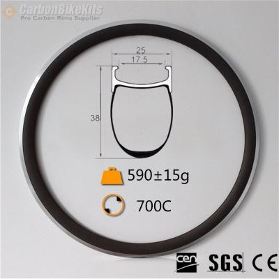 China CarbonBikeKits 25mm Alloy Wide Brake Carbon 38mm Carbon Anvil Rims Outer Carbon Rims Bicycle Rim Carbon Road for sale