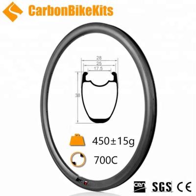 China CarbonBikeKits CarbonBikeKits Carbon Road Bicycle Rims 700c Profile 38mm Anvil Rim Tubeless Ready for sale