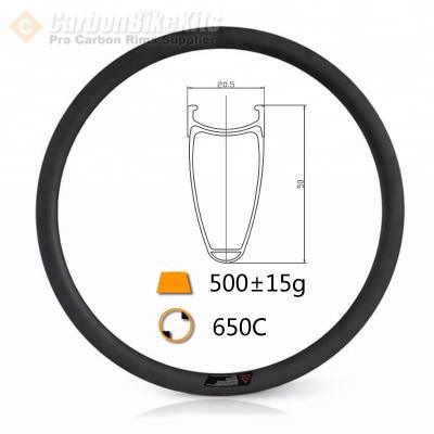 China CarbonBikeKit 650-50C 50mm Carbon Anvil Carbon Rims For 650c Carbon Wheels for sale