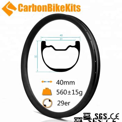 China Hookless CarbonBikeKits slant rim carbon 29er 40mm mtb bike rimsfor sale wide rimsfor sale for sale