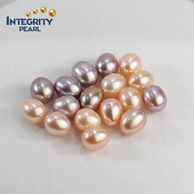 China Pearl Wholesale 8-8.5mm AAA Grade Freshwater Half Drilled Teardrop Undrilled Natural Freshwater Oval Rice Loose Bead For Jewelry Making for sale