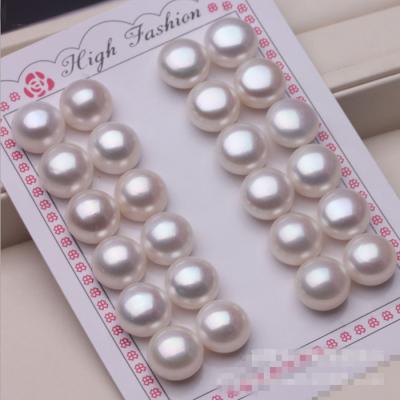 China Real Pearl 11-12mm AAAA Grade Big Size Freshwater Pearl Real Half Drilled Big Loose Button Beads for sale