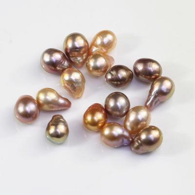 China Real Baroque Freshwater Pearl 10mm Edison Pink Purple Baroque Barock Half Drilled One Hole Metallic Color Pearl Rainbow Natural Loose Luster for sale