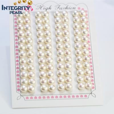 China Freshwater Pearl 7-7.5mm Grade 3A Half Drilled White Loose Pairs Pearl Flat Back Natural Freshwater Pearl Button for sale