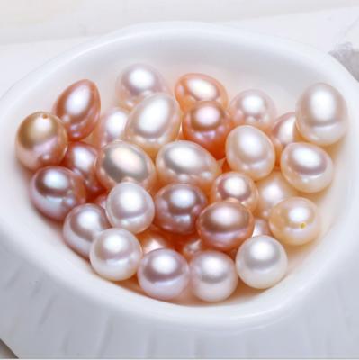 China Freshwater Pearl 8mm Grade 3A Half Drilled Loose Cultured Wholesale Real Freshwater Pearl Tear Drop Undrilled Oval Shape Rice Pearls for sale