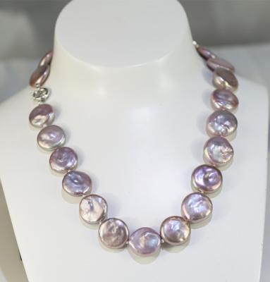 China Trendy Big Size Purple Color 16mm Real Natural Genuine Lavender Freshwater Pearl Necklace With Pearl for sale