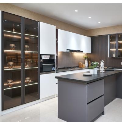 China Artificial Stone Modular Modern Lacquer Kitchen Cabinets for sale