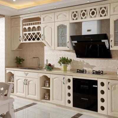 China European Style Oak Solid Wood Kitchen Cabinets Waterproof Easy Clean for sale