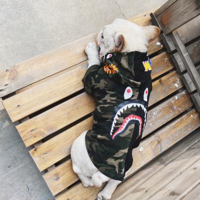 China Viable Professional Manufacturers Dog Hoodie Clothes Camouflage Shark Pattern Pet Apparel for sale