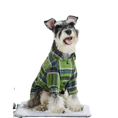 China Wholesale Pet Viable Clothes Dog Green Plaid Shirt Like Vibrant Life Multicolor Stripe With Pocket Dog Shirt for sale