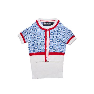 China Wholesale Viable Dog Clothes Red Blue Red Warm Knitted Pet Sweater With Bone Printed Like Pet Apparel Or Dog Clothes Pattern for sale