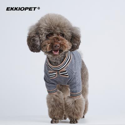 China 2021 Viable Ekkiochen Hot Selling Dog Bow Dress Sweater With Bow Tie Like Pet Clothing Or Dog Clothes for sale