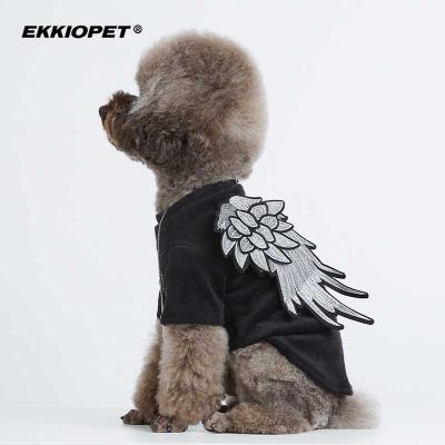 China Wholesale Dog Clothes Viable Pet Angel Wings Black Hoodie T-Shirt With WINGS Like T-shirt Spring Autumn Dog Puppy Small Pet Cat Apparel Clothes for sale