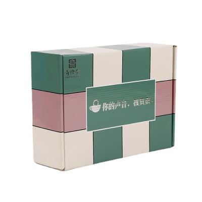 China Factory Price Recyclable Glossy Laminated Tea Packaging Gift Corrugated Paper Box Online Shipping Listing Box for sale