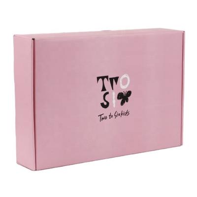 China Recyclable Wholesale Custom Paper Mailing Box Logo Pink Matt Lamination Corrugated Box For Clothing for sale