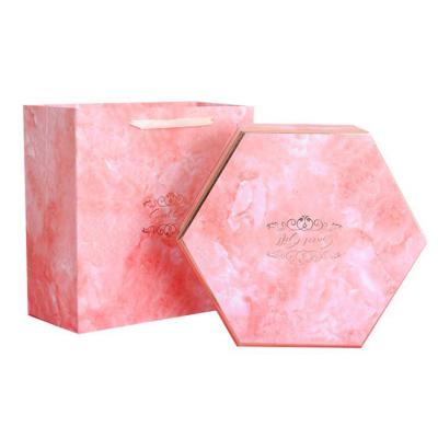 China Recycled Pink Wedding Sweet Candy Hexagon Packaging Materials Cardboard Luxury Rigid Paper Box for sale