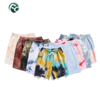 China Anti-wrinkle spot custom women's summer shorts new summer slimming casual loose tie dye pattern gradient shorts for sale