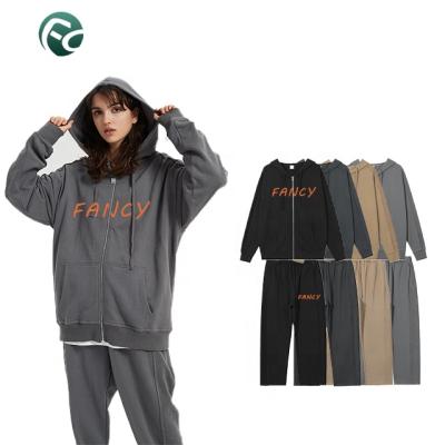 China Thick 100% Updraft Cotton Outdoor Jogger Hoodie And Pants Matching Sets Wholesale Single Jogger Sweat Suits for sale