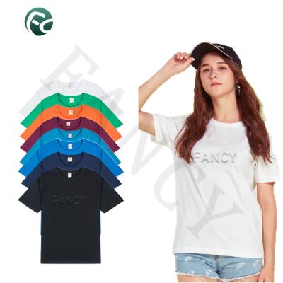 China Wholesale Custom High Quality Anti-wrinkle 2022 Popular Boys Unisex Short Sleeve Men Refine Cotton Solid Logo Print Men Tee White 100 for sale