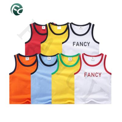 China Free Sample Summer Kids T-shirt Anti-Shrink Sleeveless 100% Cotton For Boys Girls Stitches Candy Color Vest Tops For Kids for sale