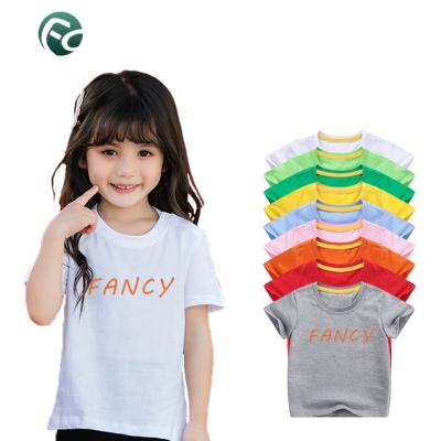 China Anti Shrink Kids Short Sleeve Custom Logo Printing 100% Cotton Plain White Kids Baby Boy T-shirts for sale