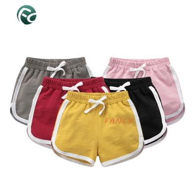 China Custom Soft Color Fade Proof Simple Design OEM Loungewear Summer Shorts Little Girl Cotton Shorts for sale