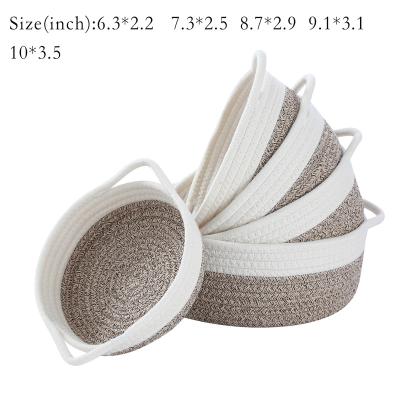 China Farmhouse Cotton Woven Basket Woven Basket Folding Bins Cotton Basket Foldable Home Decorative Organizer Storage for sale