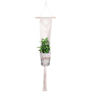 China Factory Handmade Macrame Farmhouse Amazon Hot Selling Cotton Indoor and Outdoor Plant Hanger Home Decoration for sale