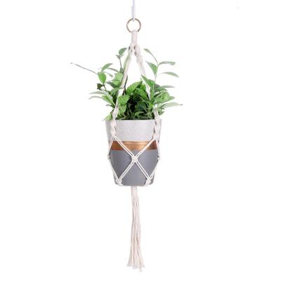 China Europe Macrame Plant Hanger Wall Hanging Boho Style Flower Handmade Decorative Woven Pot Holder for sale