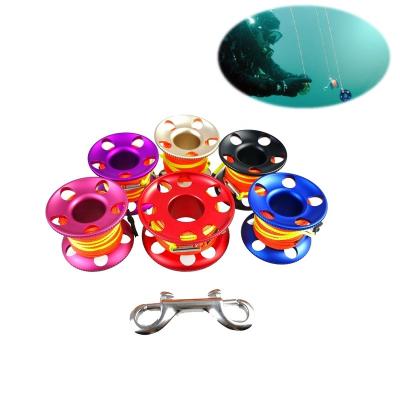 China Aluminum Alloy Divers Finger Spool Waterproof Diving Guide Line Reel and Strong Line High Quality 15m/30m Diving Spool for sale