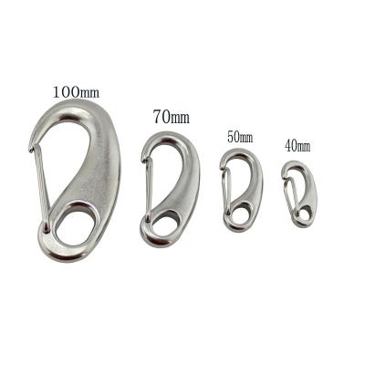 China Boat 304/316 Stainless Steel Egg Shape Spring Snap Hook Quick Link Carabiner for sale