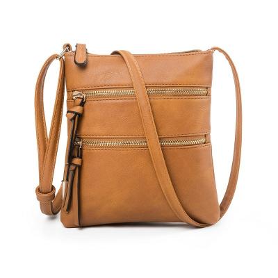 China Hot Selling Large Capacity Multi-pocket Double Zipper Classic PU Leather Cross - Body Bag For Women Ladies for sale