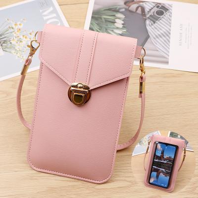 China Fashion Lady PU Leather Touch Screen Phone Strap Women Cross - Body Bag Purse Girls Mobile Phone Bag for sale