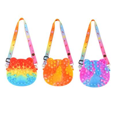 China Cartoon Silicone Cartoon Bear Push Bubble Pop It Invent Fashionable Purse Girls Handbag for sale