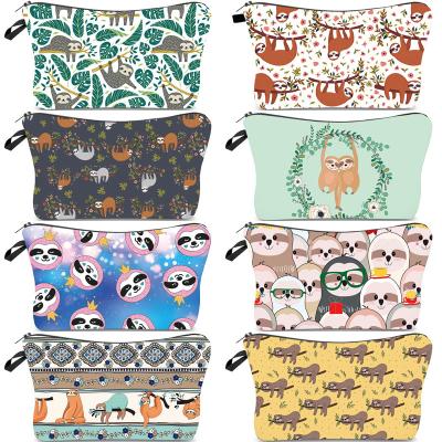 China Durable Multifunctional Cute Cartoon Sloths Pattern Loads Custom Waterproof Makeup Bag Travel Cosmetic Bag for sale