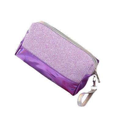 China Large Capacity Glitter And Laser Sequins Women's Makeup Bag Toiletry Bag Travel Two Tone Pouch for sale