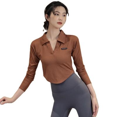 China Breathable Long Sleeve Sports T-shirt Women Quick Dry Yoga Tops Gym Workout Cotton Fitness Wear Wholesale for sale