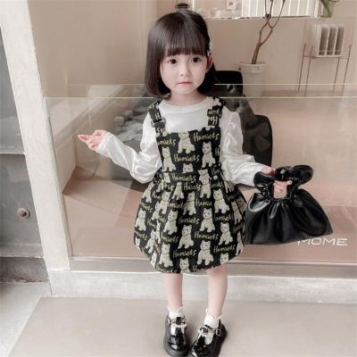 China Retro skirt 2022 breathable girls bear strap spring and new autumn fashion middle and foreign style toddler puffy suspender skirt for sale