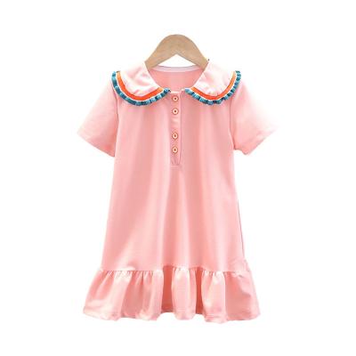 China 2022 New Children's Breathable Short Sleeve Dress 2022 Summer Princess Style Child Pink Dress for sale