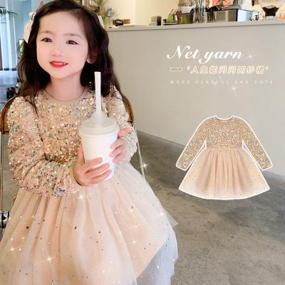 China New Girl's Breathable Sequin 2022 Winter Children's Exotic Princess Dress Mesh Dress Fluffy Dress for sale