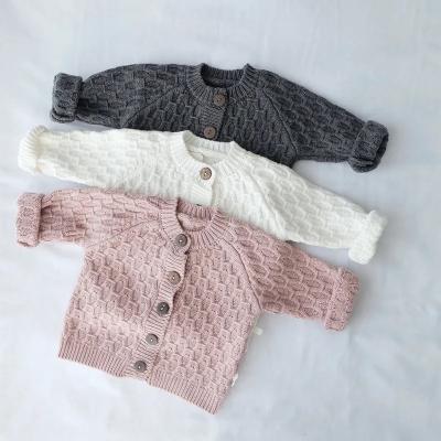 China Anti-wrinkle Newborn Baby Girl's Newborn Baby Sweaters Woolen Sweater Spring And Autumn Solid Color Top Sweater Coat for sale