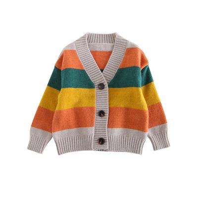 China 2022 spring new baby spring style sweater Korean striped knitted western coat boys' breathable cardigan coat for sale