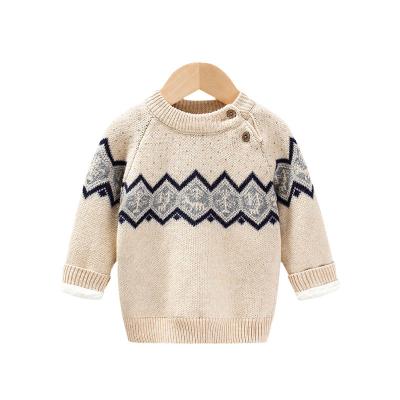 China Anti-Wrinkle Children's Sweater Boys Pullover Bottoming Shirt Baby Plush Thickened Round Neck Knitted Sweater for sale