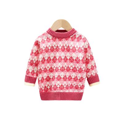 China Pink Girls' Long Sleeve Anti-wrinkle Plush Sweater Children's Warm Sweater Winter Sweaters For Girls for sale