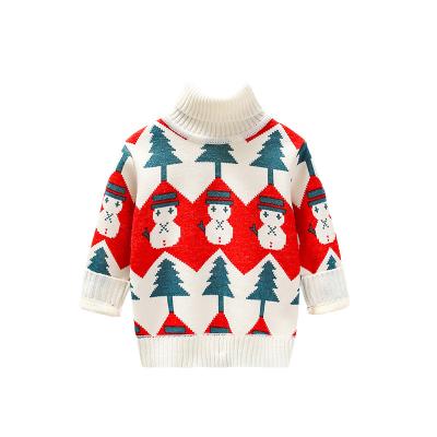 China Anti-wrinkle girls' autumn and winter new all-in-one cashmere neck top knitted pullover baby Christmas sweater for sale