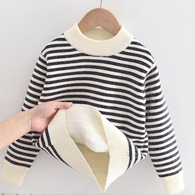 China Breathable All-in-one Children's Cashmere Stripe Knitt Autumn And Winter Style Plush Children's Sweater Boys' Sweater Middle-aged Alien Style for sale